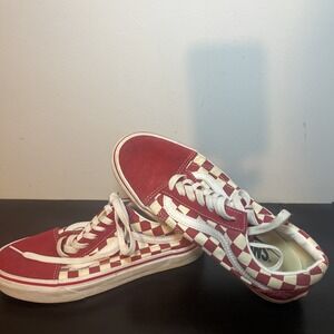 Vans Old Skool Unisex Primary Red Checkered Sneakers Shoes M 6 W 7.5
